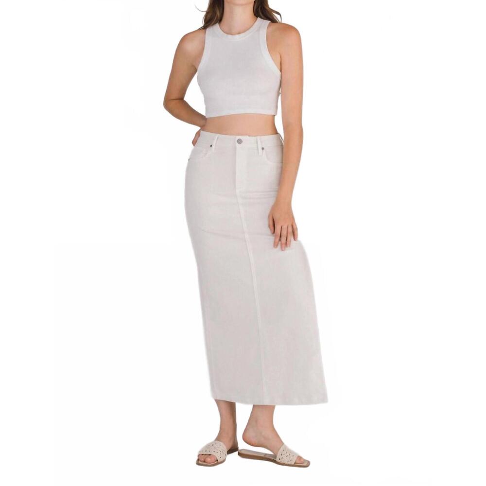 NEW HIDDEN peyton midi skirt with side slit in white